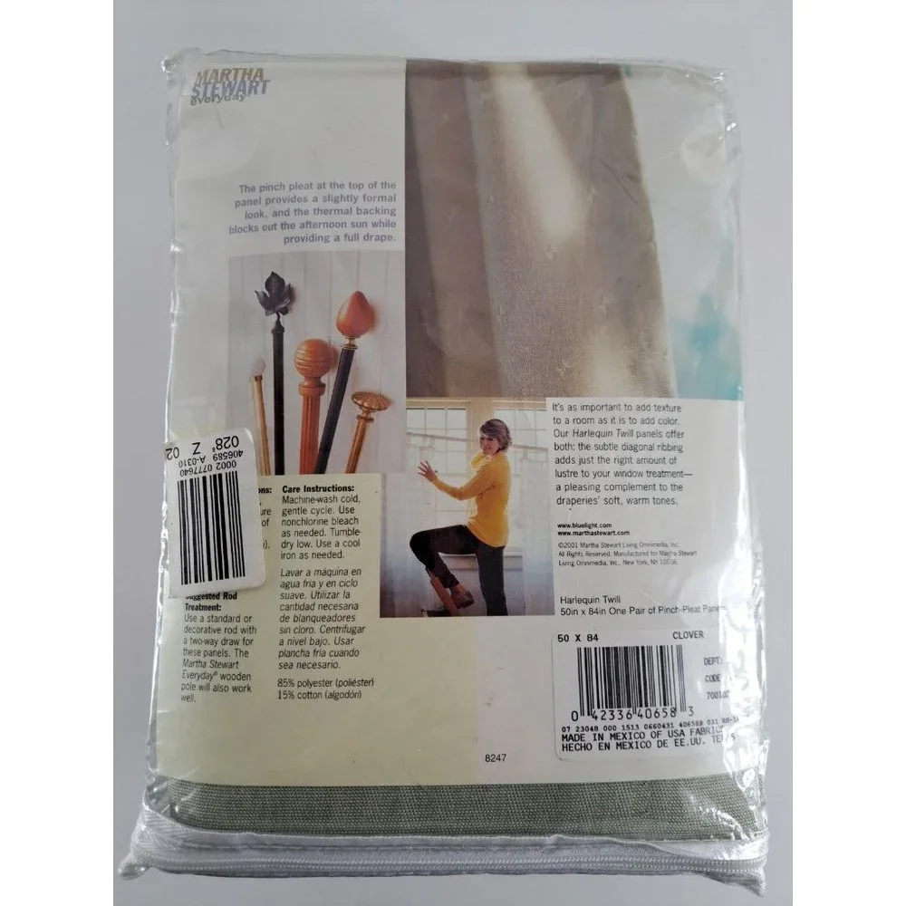 Martha Stewart Draperies Curtains Harlequin Twill Clover Pinch Pleat Panels NWT